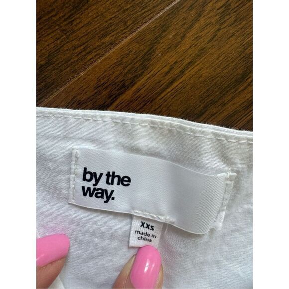 By the Way XXS White Summer Ruffle front tie crop top - Picture 3 of 4